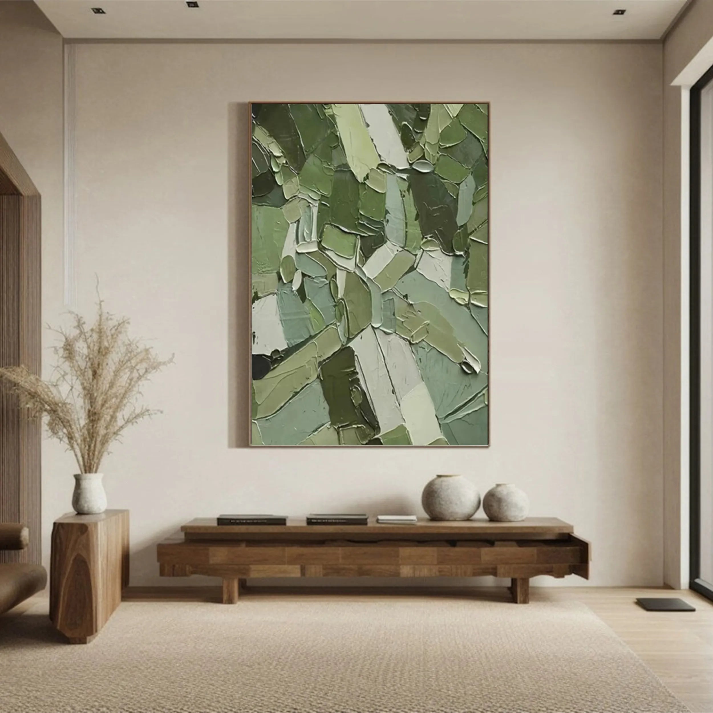 Blue & Green Abstract Wall Art Print #BG042 - Modern Canvas Painting for Living Room, Bedroom & Office Decor