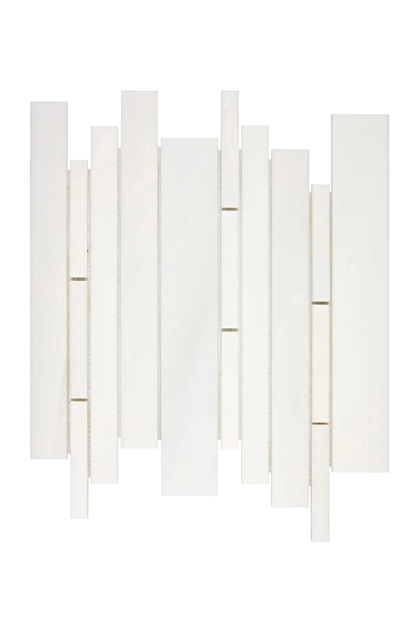 Bianco Dolomite Random Strip Mosaic Tile - Natural Stone Wall & Floor Tile for Bathroom, Kitchen Backsplash, and Shower Surround