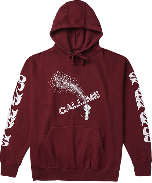Call Me 917 Devil Calls Hooded Sweatshirt - Small Size, Maroon Color | Trendy Streetwear for Urban Fashion & Casual Outfits