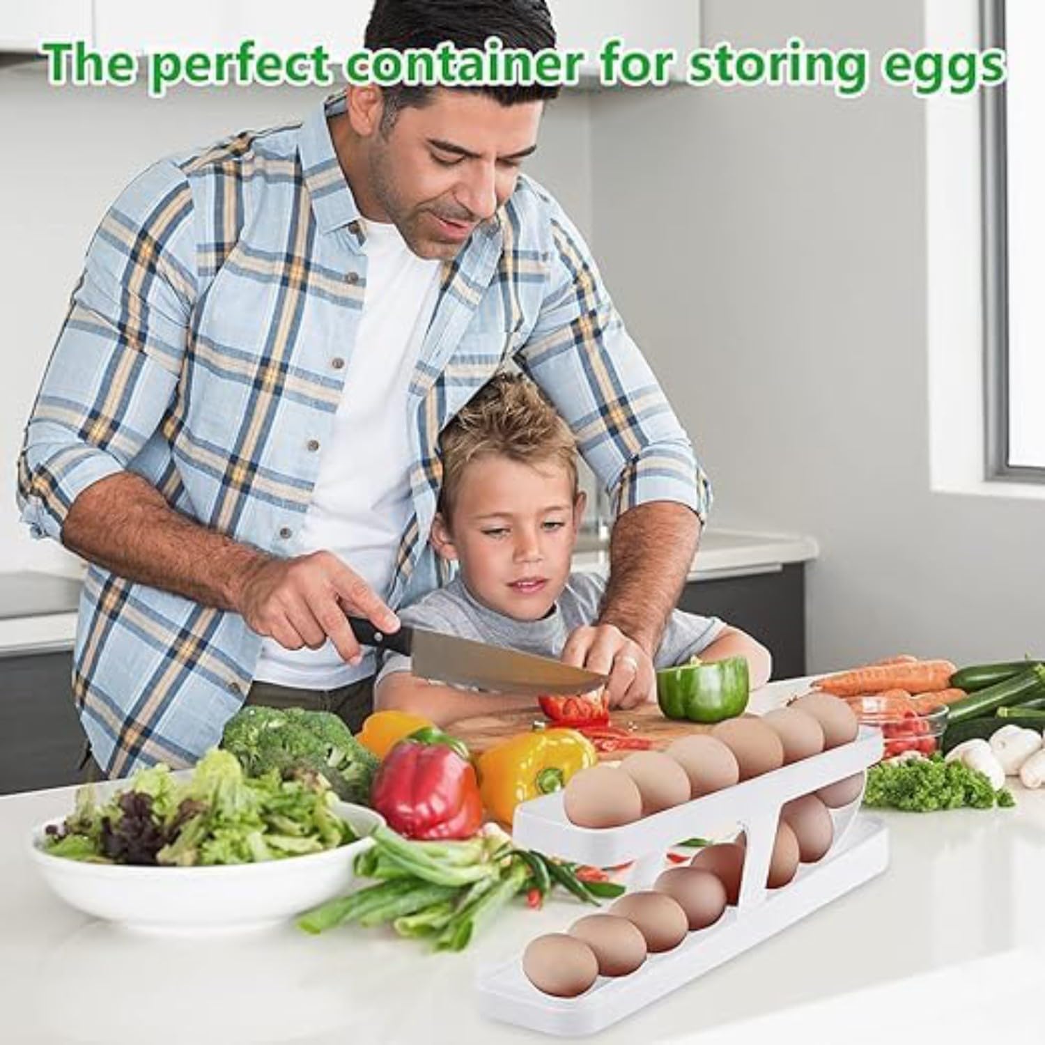 SHOPOLIFE Refrigerator Egg Holder - Automatic Rolling Egg Dispenser, Space-Saving Egg Storage Container Organizer for Kitchen Cabinet (1 Pack) - Perfect for Fresh Egg Storage & Easy Access in Refrigerator