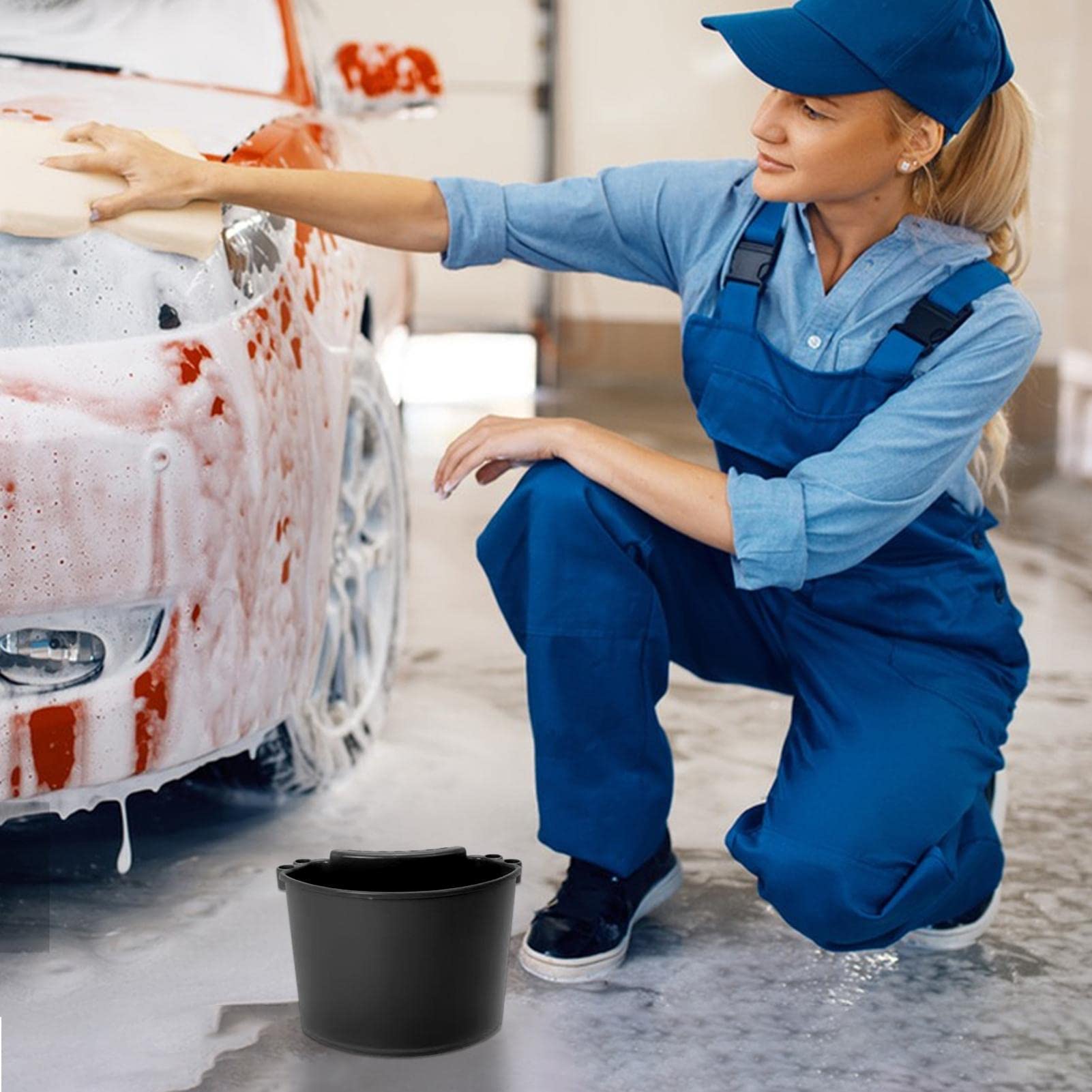 Premium Car Washing Bucket with Grit Guard - Heavy Duty Hanging Wash Bucket Organizer for Kitchen, Picnic, Camping & Dish Washing - Perfect for Car Detailing, Outdoor Cleaning & Household Chores