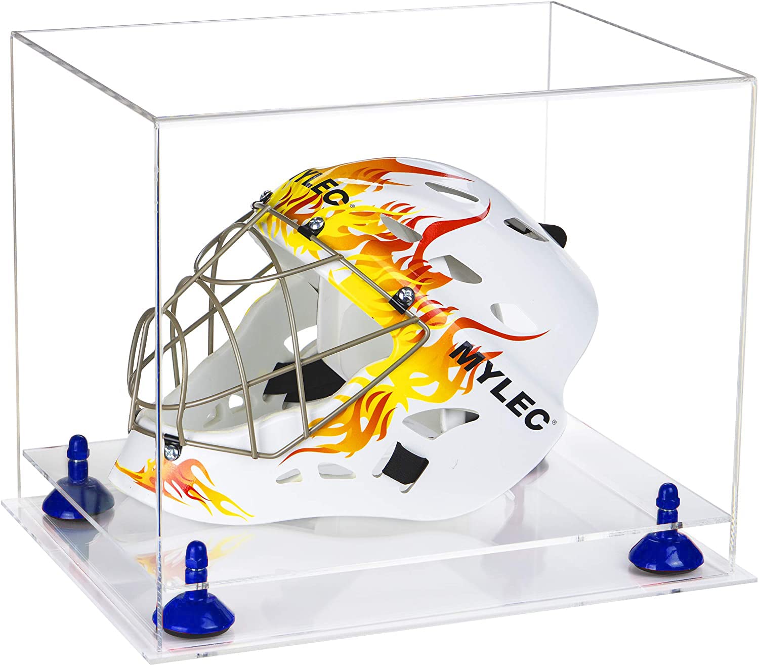 Premium Clear Acrylic Display Case with Dark Blue Risers - 14.5