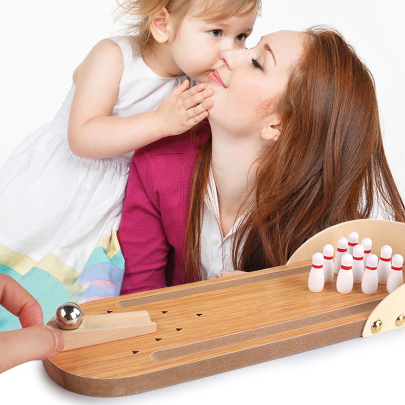Wooden Tabletop Bowling Set for Adults & Kids - Fun Home Game