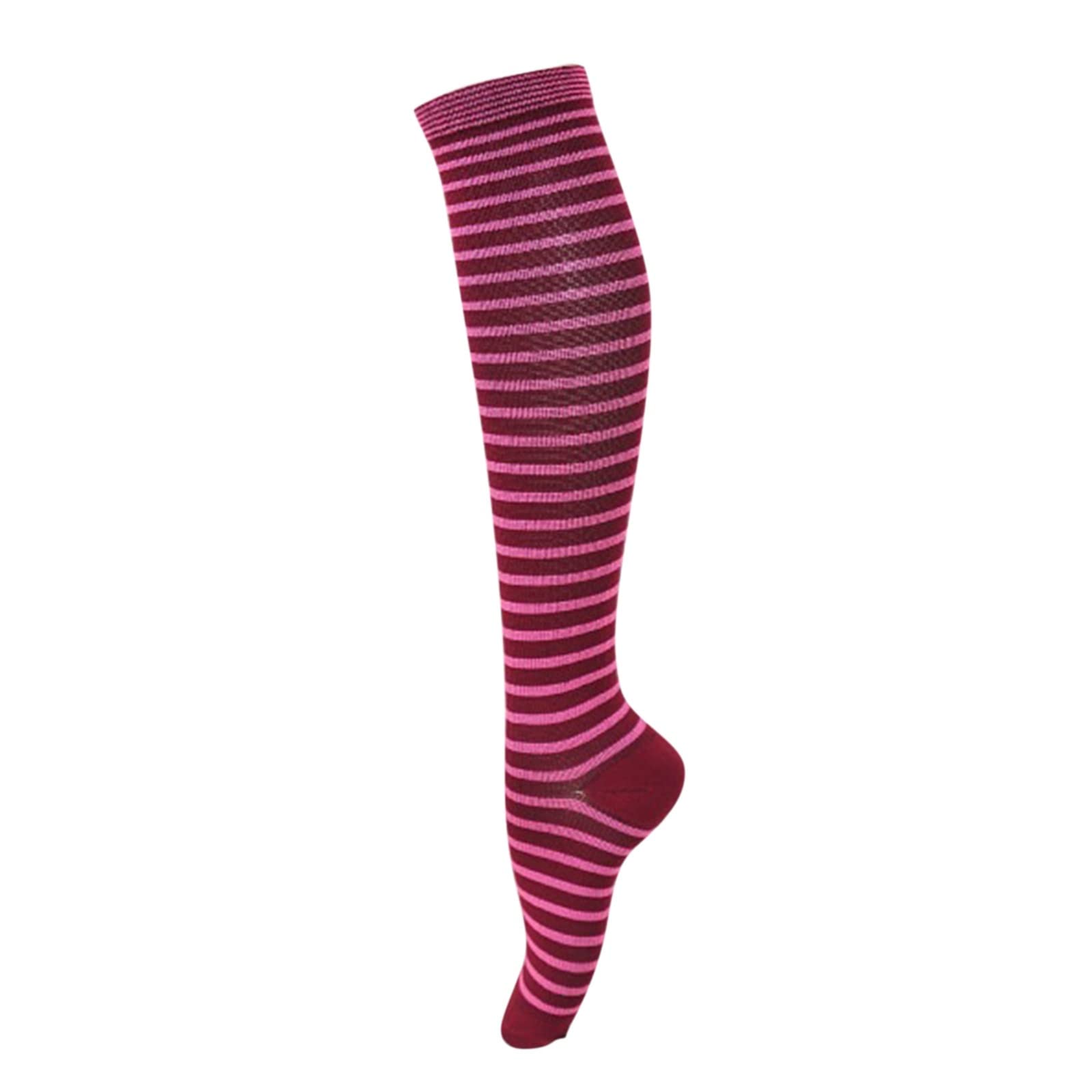 iZZZHH Striped Knee High Socks for Women & Men - Breathable Sports Socks with Elastic Support - Perfect for Running, Yoga, Workout & Casual Wear