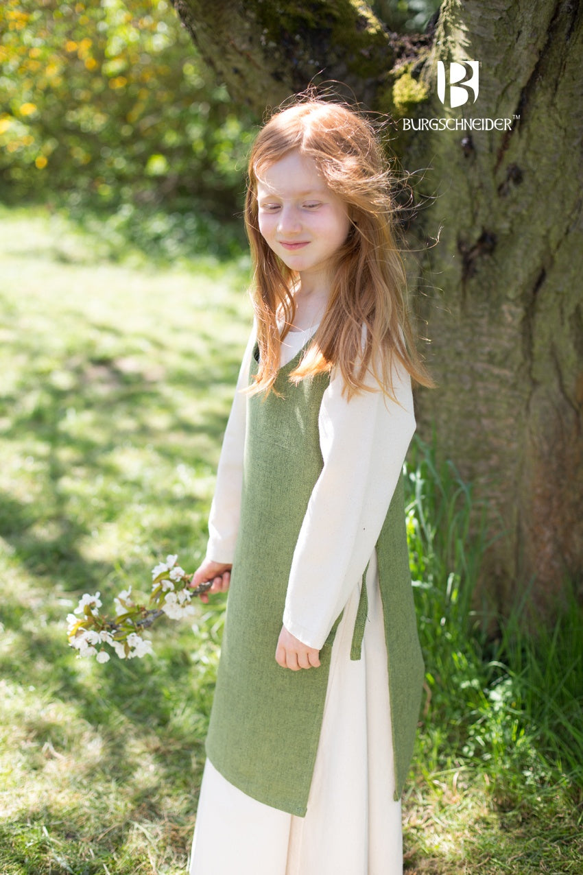 Ylva Linden Green Children's Over Dress - Stylish & Comfortable Kids' Pinafore for School, Parties & Everyday Wear