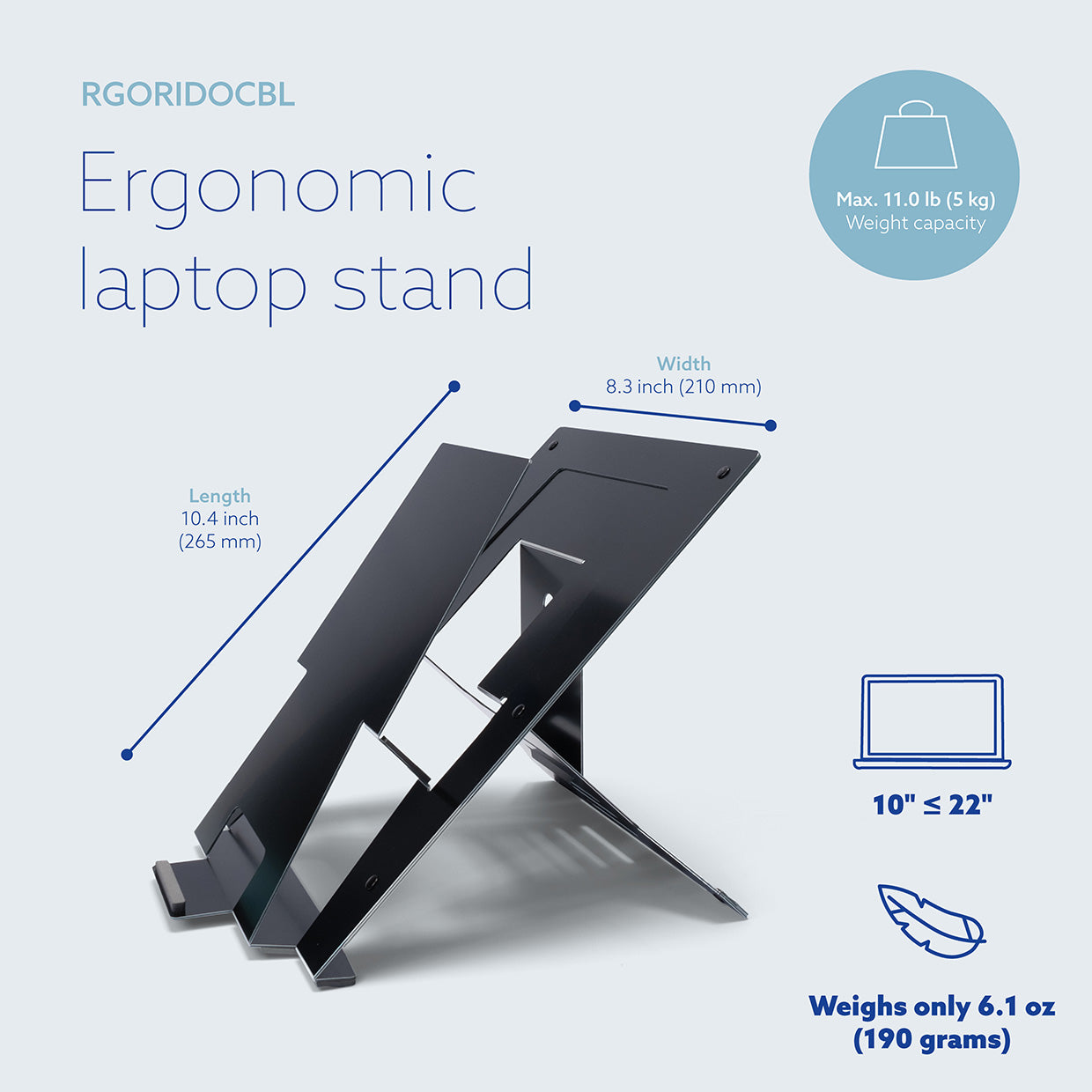 Ergonomic Adjustable Laptop Stand for Desk - Portable Riser Holder with Ventilation, Perfect for Home Office, Work, Study & Gaming - Compatible with MacBook, Notebook & All Laptops up to 17
