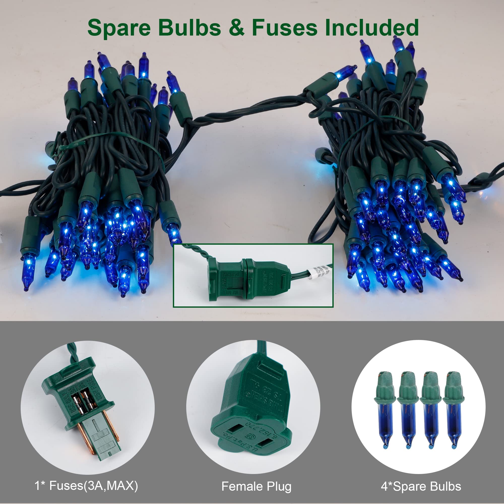 150 Count 33FT Christmas String Lights - UL Certified Mini Green Wire Fairy Lights with Blue Bulbs (120V Connectable) for Xmas Tree, Patio, Holiday Party & Indoor/Outdoor Decoration | Perfect for Home, Garden, Wedding & Festive Decor