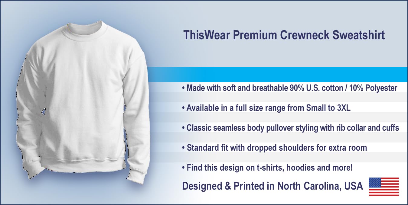 ThisWear Disc Golf Word Collage Premium Crewneck Sweatshirt - Perfect Gift for Disc Golf Players & Fans - Ideal for Casual Wear, Outdoor Activities & Sports Events