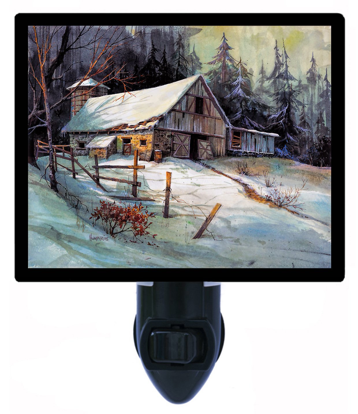 Sunrise Snow & Winter Farm LED Night Light - Country Barn Themed Night Light for Kids & Adults - Perfect for Bedrooms, Nurseries, and Cozy Winter Decor