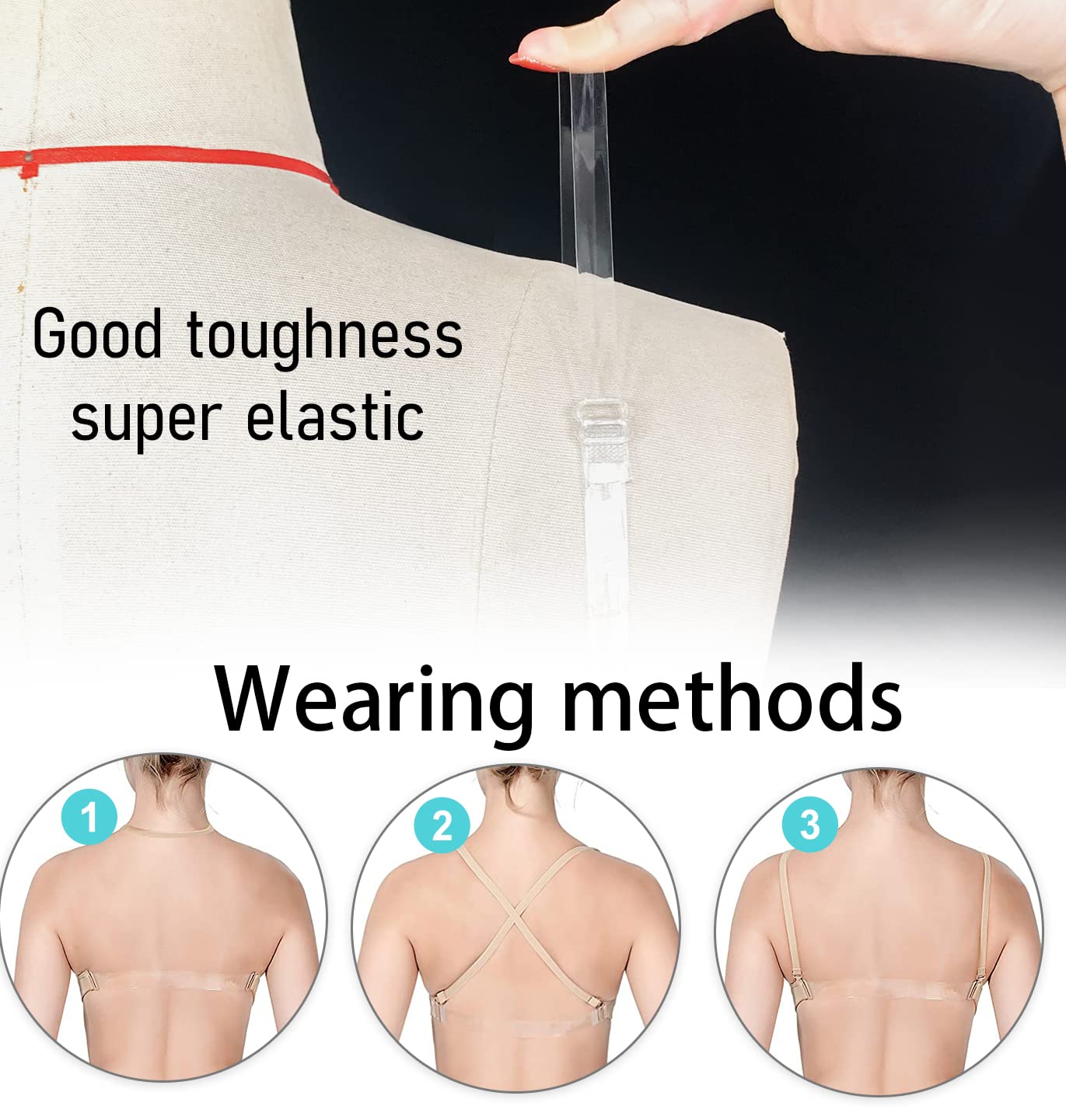 MOLLDAN Women's Adjustable Clear Strap Dance Bra - No Sponge Ballet Sports Bra for Girls & Women - Perfect for Ballet, Yoga, Gym & Dance Performances