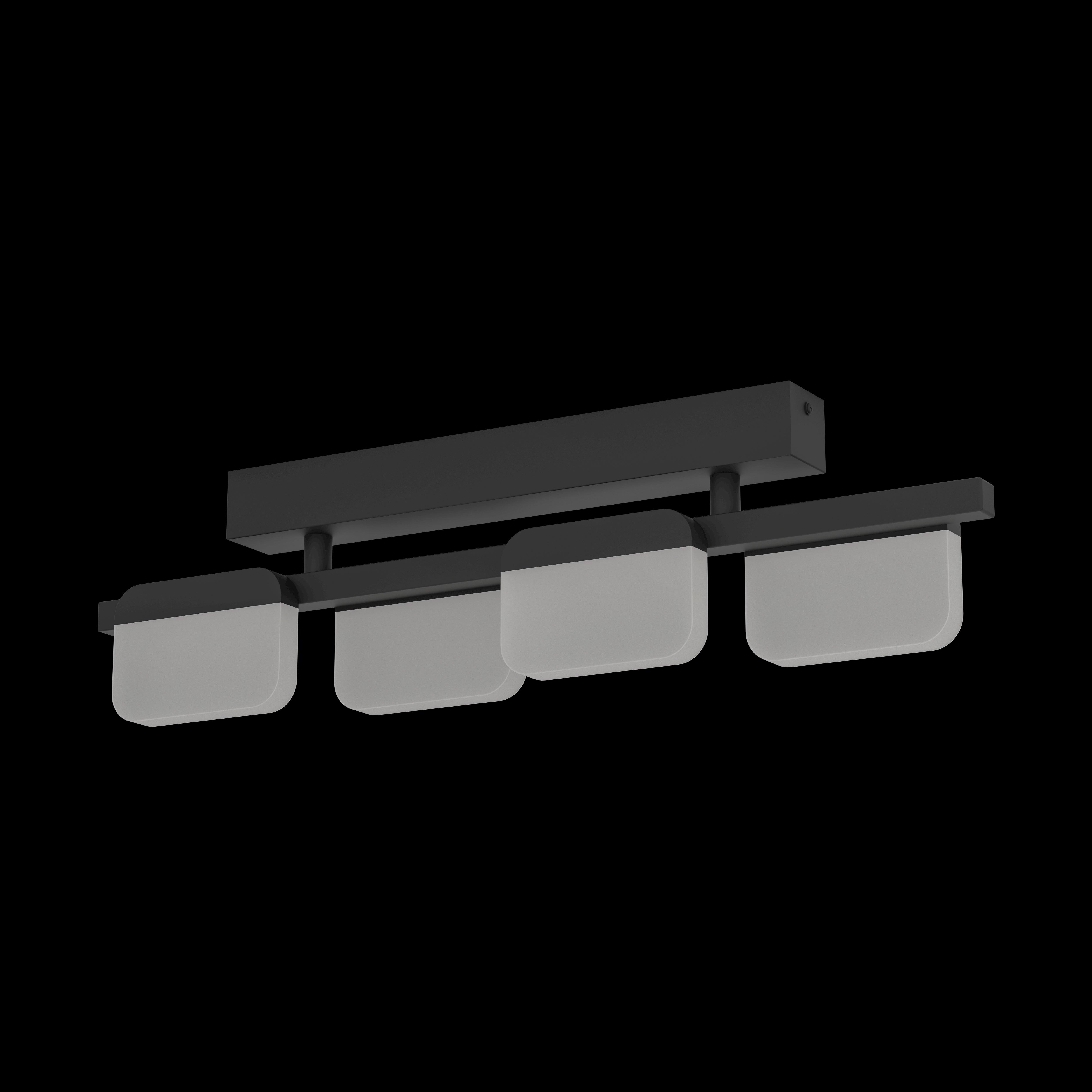 Eglo Ervidel 4-Light Black LED Ceiling Flush Mount with Acrylic Shades - Modern Lighting for Bedroom, Living Room & Hallway