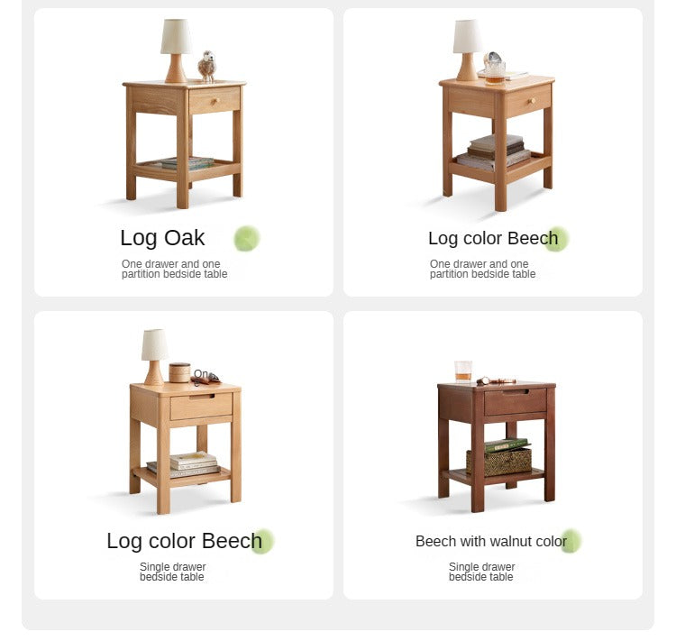 Solid Oak Wood Nightstand - Bedside Table with Drawer for Bedroom Furniture, Perfect for Storage and Decor | Modern & Rustic Home Design