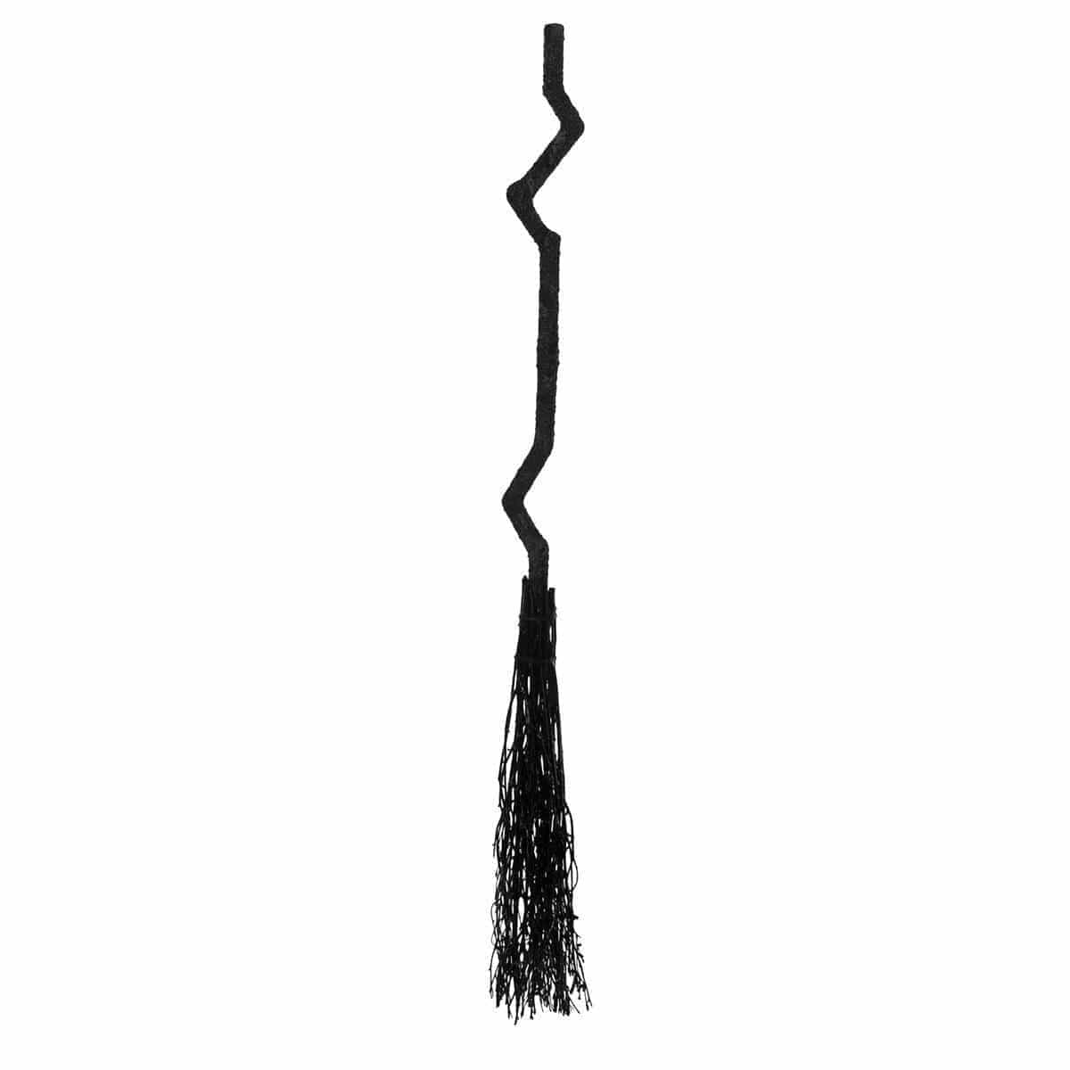 Premium Black Crooked Broom - Heavy Duty Cleaning Broom for Hardwood Floors, Tile, and Outdoor Use - Ergonomic Handle for Comfortable Sweeping