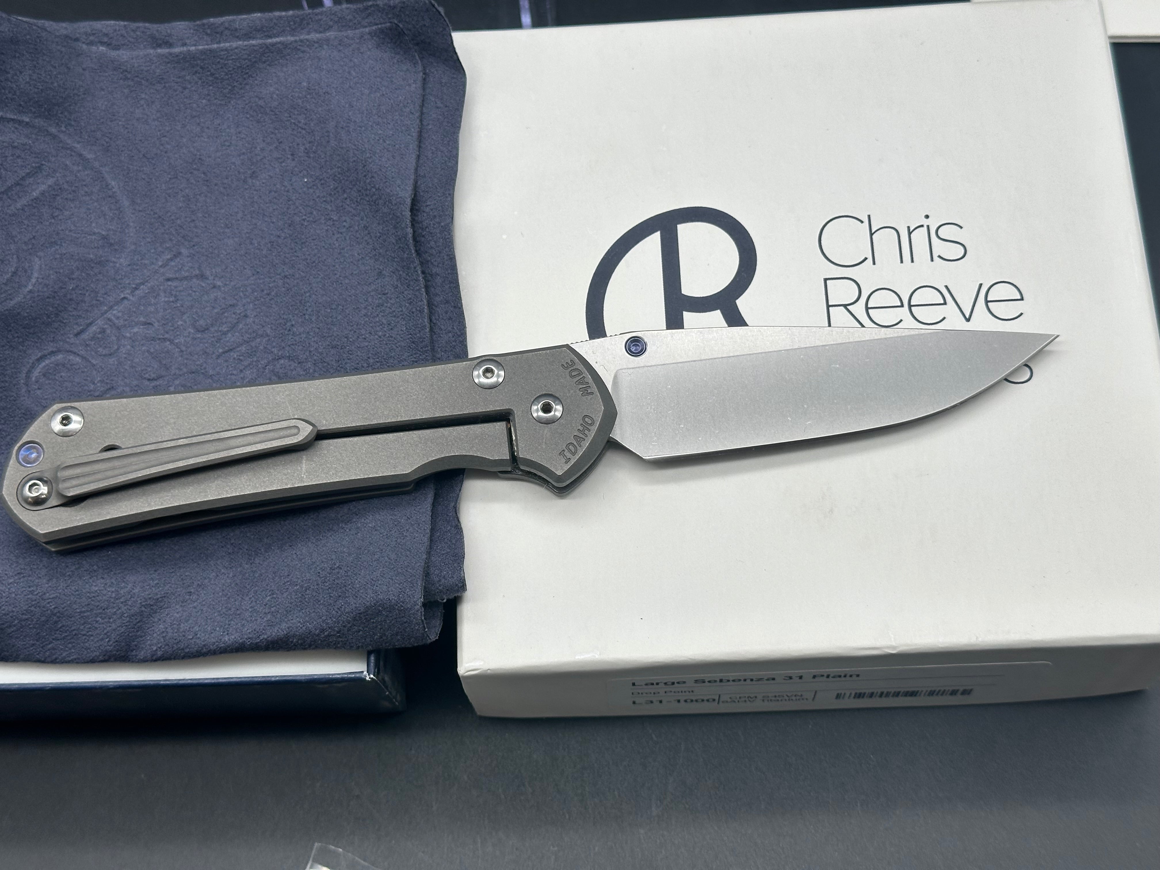 Chris Reeves CRK Large Sebenza 31 Folding Knife - Premium S45VN Steel Blade, EDC Pocket Knife for Outdoor Camping, Hunting & Survival Gear
