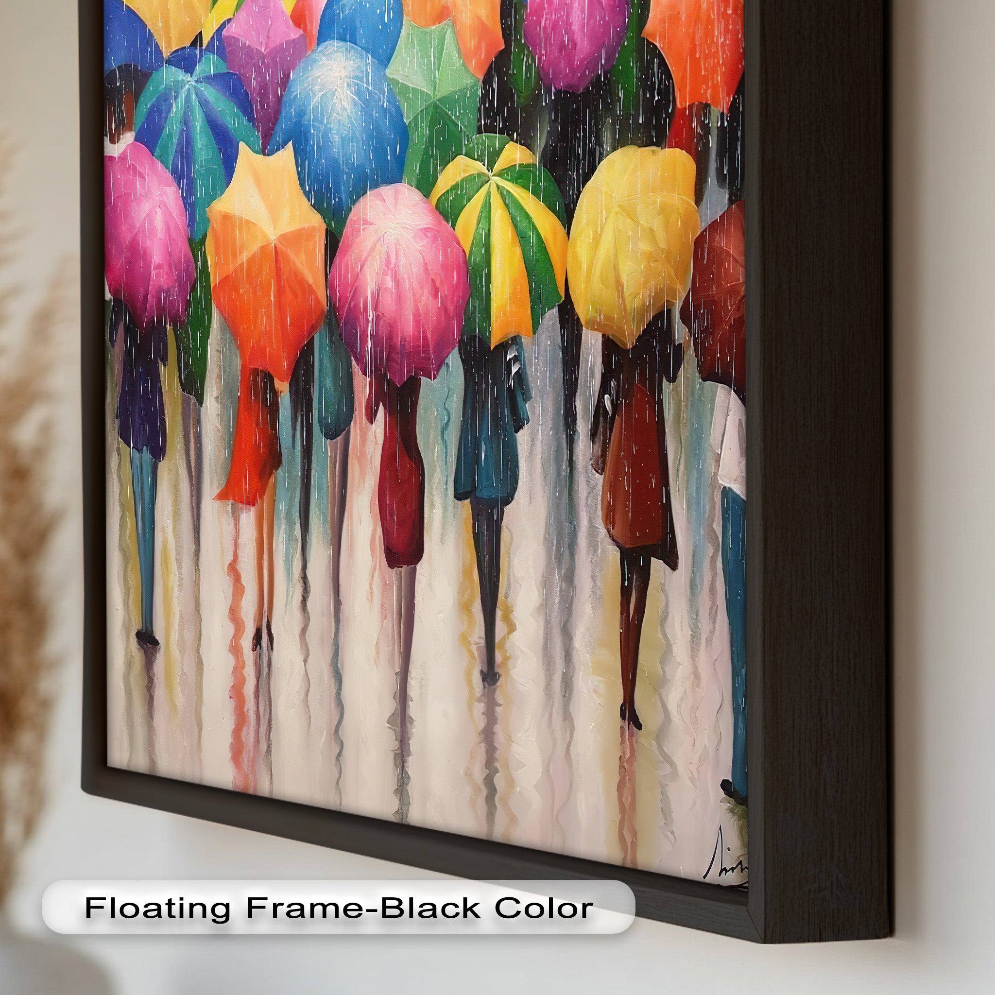 Vibrant Abstract Oil Painting - City Rain Melody Artwork for Home Decor & Office Wall Art | Modern Canvas Painting for Living Room, Bedroom & Office Spaces