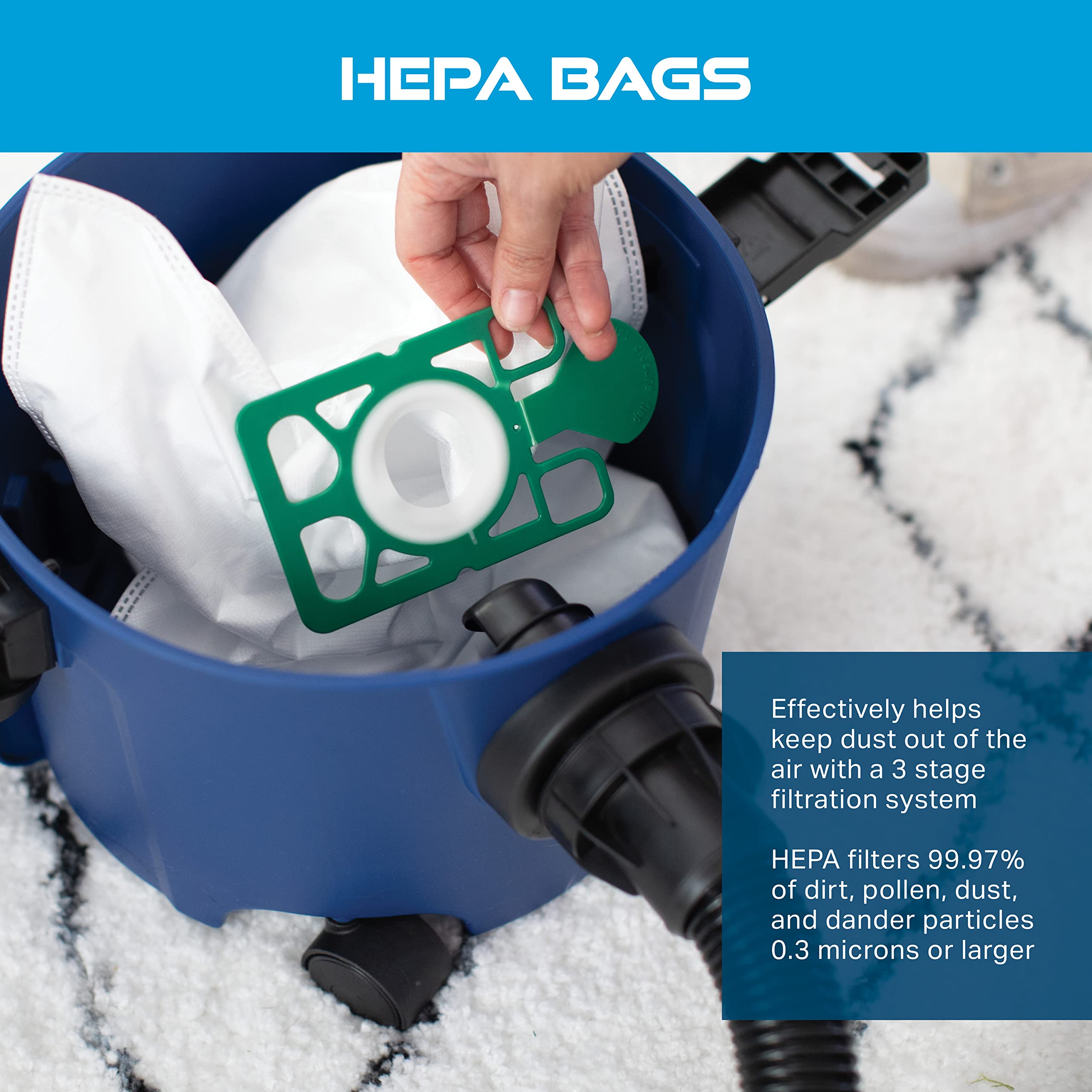 Powr-Flite Newton HEPA Vacuum Filter Replacement Bags (25-Pack) - Compatible with Canister Vacuum Cleaners - X6100 Model - Ideal for Home Cleaning, Pet Hair Removal & Allergen Reduction
