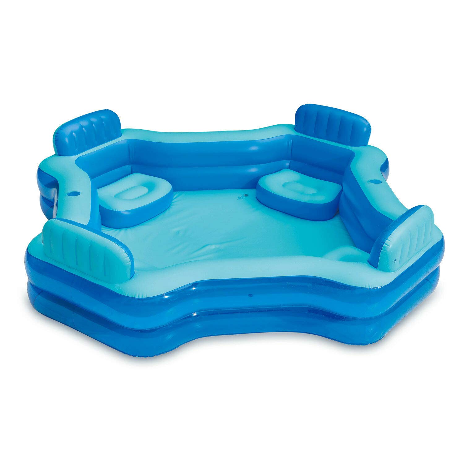 Unisex Inflatable Swim Ring - 8.75ft x 26in Summer Waves KB0706000 4-Person Swimming Pool with Backrest & Cup Holders | Perfect for Backyard, Beach, and Lake Water Fun