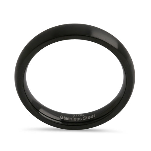 4mm Black Brushed Stainless Steel Wedding Band Ring for Men - Durable, Hypoallergenic, Comfort Fit - Perfect for Engagement, Anniversary, and Everyday Wear