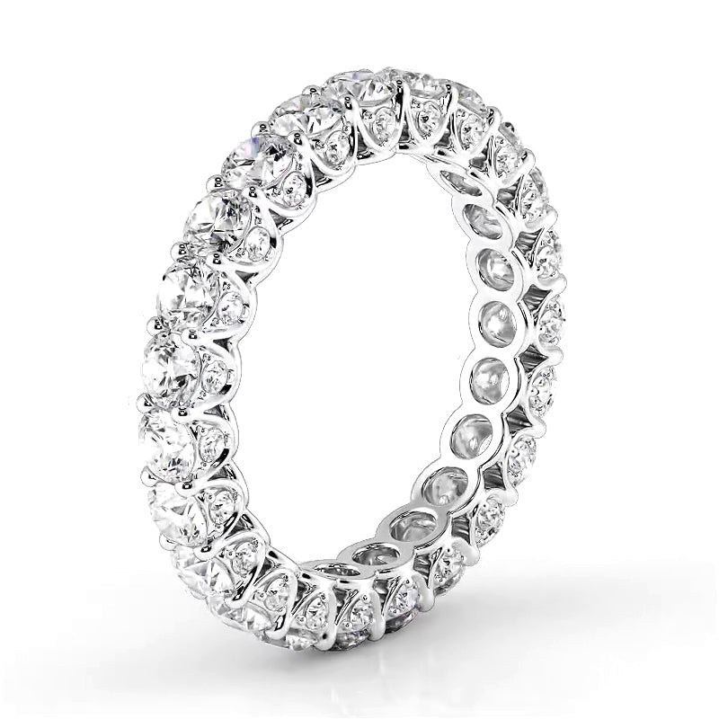 3.11 Carat Round Diamond Eternity Wedding Band - 14K White Gold Women's Engagement Ring for Anniversary, Proposal & Bridal Jewelry Gift (Perfect for Weddings, Valentine's Day & Special Occasions)