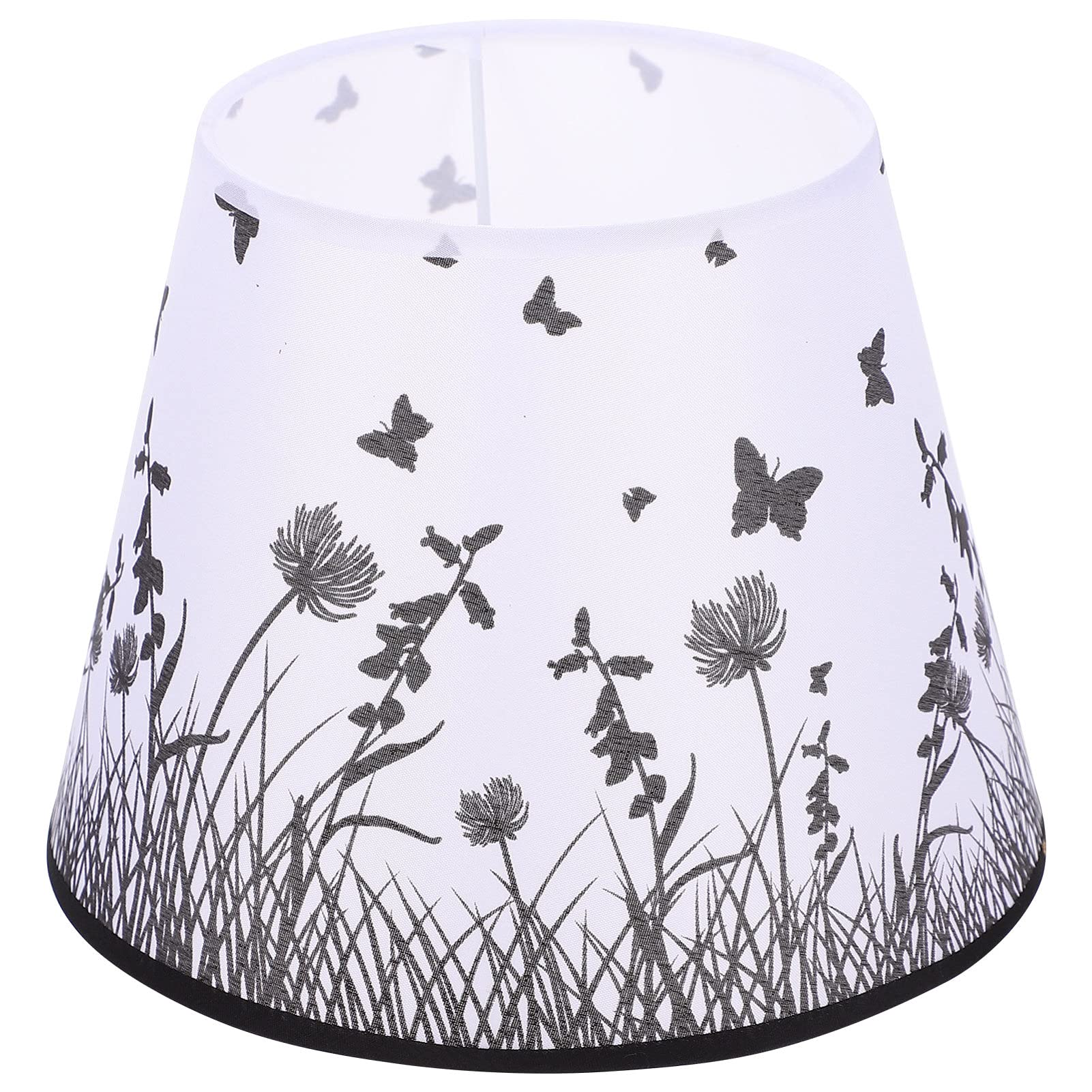 SOLUSTRE Floral Clip-On Drum Lamp Shade - Black Fabric Lampshade Cover for Table, Desk & Nightstand Lamps - Perfect for Bedroom, Living Room & Office Lighting Decor