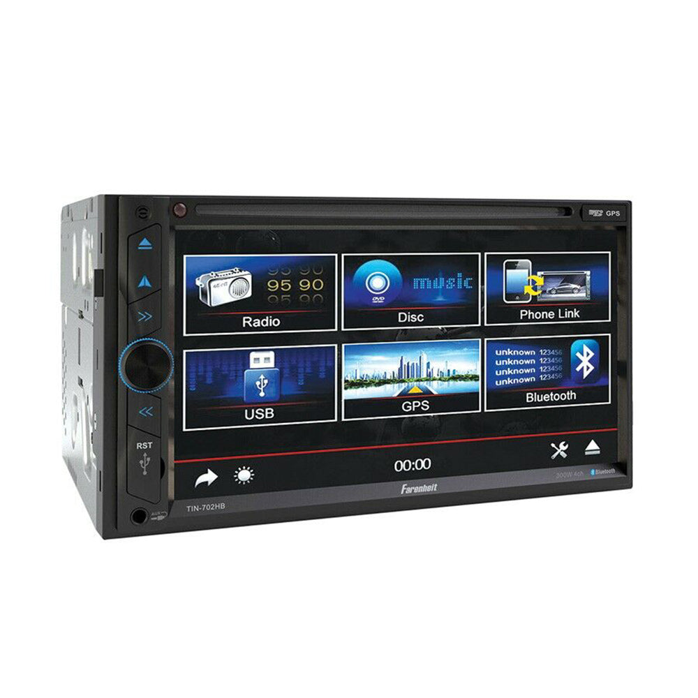 Farenheit TIN 702HB 2 DIN 6.2 Inch LCD Touchscreen GPS Navigation System with DVD Player & Bluetooth - Perfect for Car Audio Upgrade & Road Trips