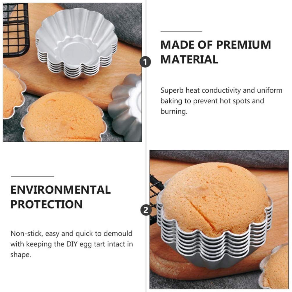 6-Piece Flower Shape Egg Tart Molds - Reusable Metal Tartlet & Cupcake Baking Pans for Muffins, Tarts & Pastries | Perfect for Home Baking, Party Desserts & Holiday Treats