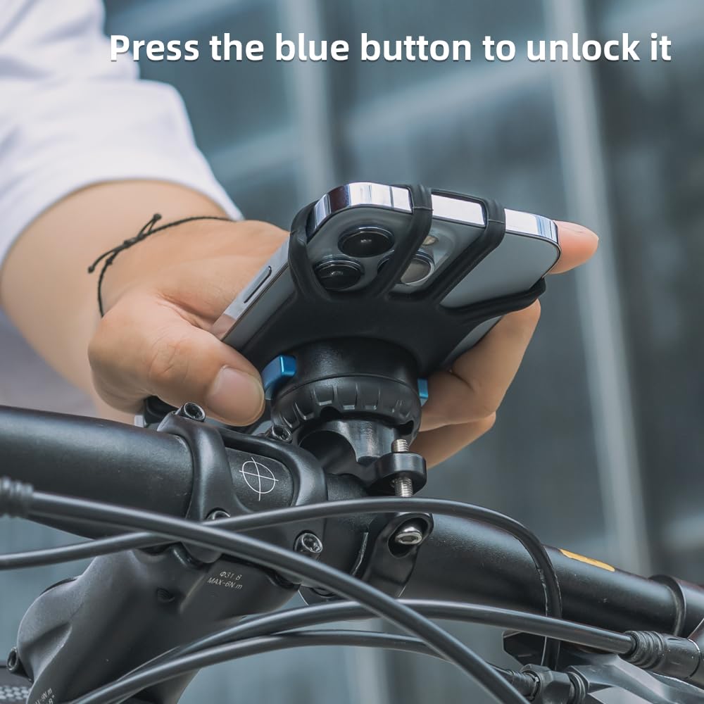 **Upgrade Bike Phone Mount - Magnetic Cell Phone Holder for Bicycle & Scooter Handlebar - Compatible with iPhone 16/15/14/13 Pro Max, Samsung Galaxy & More - Secure & Adjustable (Black & Blue) - Perfect for Cycling, Commuting & Outdoor Adventures**