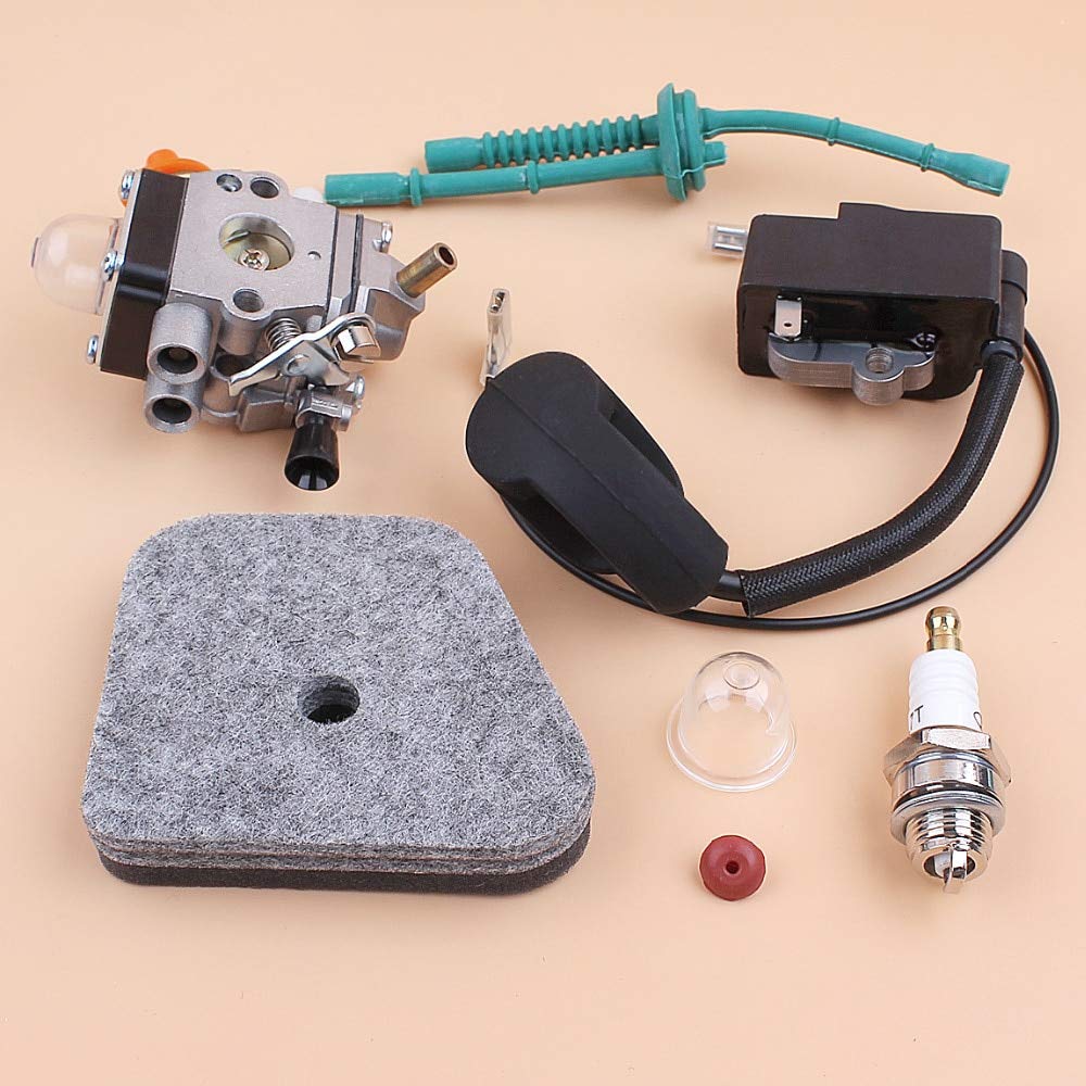 STIHL FS87 FS90 FS100 HL100 HL95 KM90 HT100 KM100 KM130 Trimmer Parts - Carburetor, Ignition Coil, Fuel Line & Air Filter Replacement Kit for Lawn Maintenance & Landscaping Tools