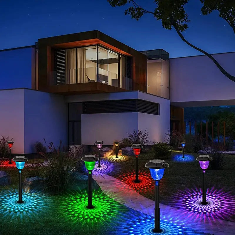 Solar RGB Landscape Lights Outdoor - Waterproof Color Changing Garden Lights for Pathway, Yard, Patio Decoration