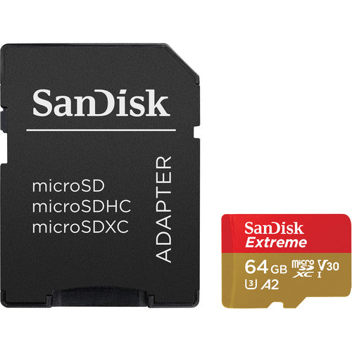 SanDisk Extreme 64GB microSDXC UHS-I Memory Card with 60MB/s Speed - Perfect for 4K Video, Action Cameras & Smartphones