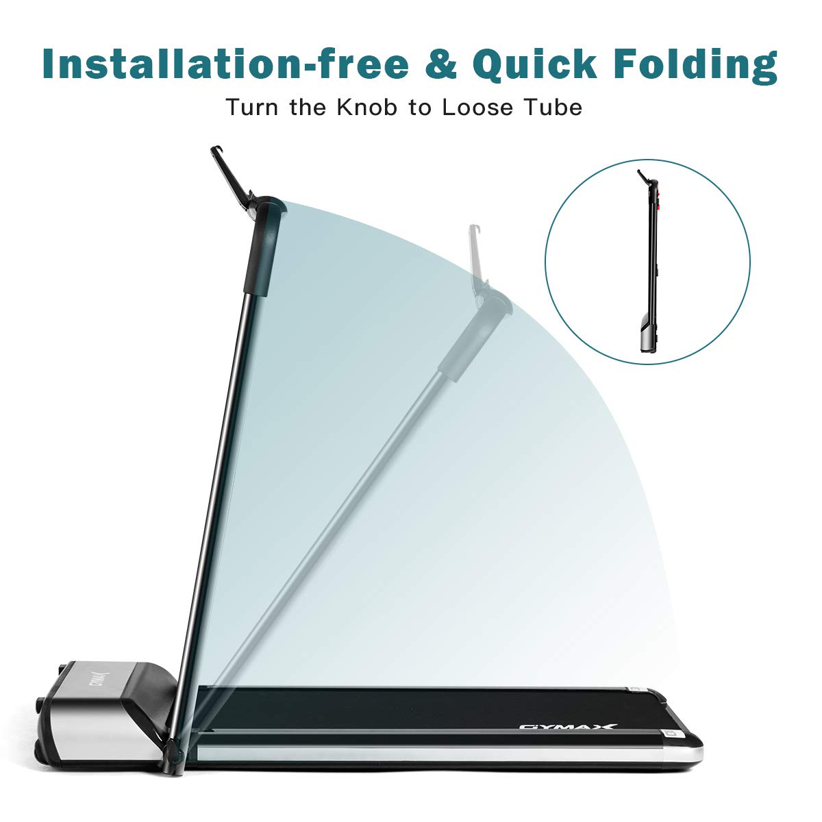 GYMAX Folding Treadmill for Home & Gym - Slim Foldable Running Machine with LED Display, Tablet Holder | Space-Saving Exercise Equipment for Walking & Jogging | Perfect for Small Apartments & Home Workouts