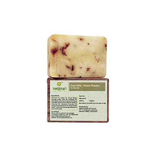 Neelamari Herbs Goat Milk Soap with Palash Flowers for Dry Skin - Natural Moisturizing & Nourishing Bar Soap for Sensitive Skin | Perfect for Daily Bath, Shower & Gift Sets