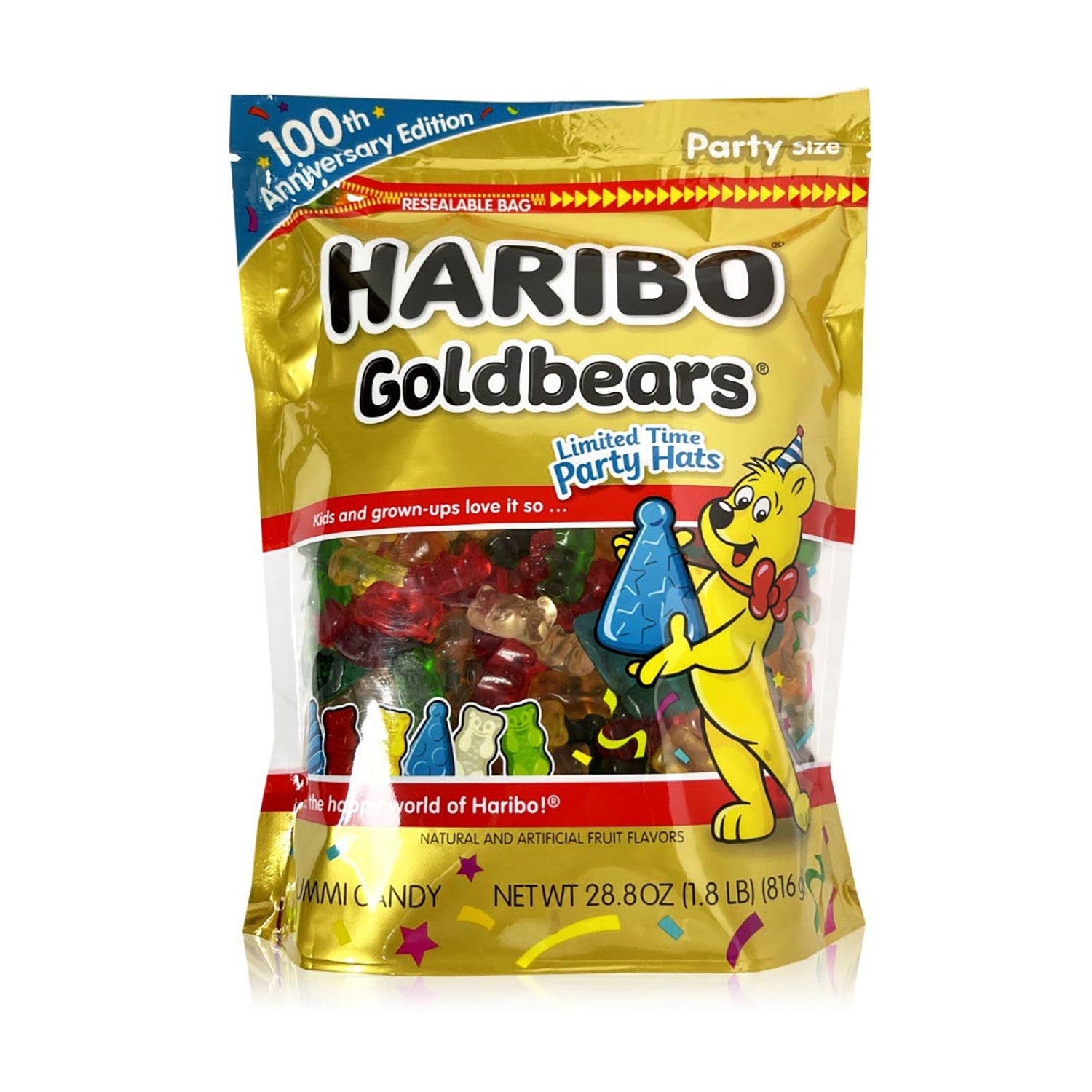 Haribo Goldbears Gummy Candy 28.8oz Bulk Bag - Classic Fruit Flavored Soft Chewy Bears - Perfect for Parties, Halloween Treats & Office Snacks