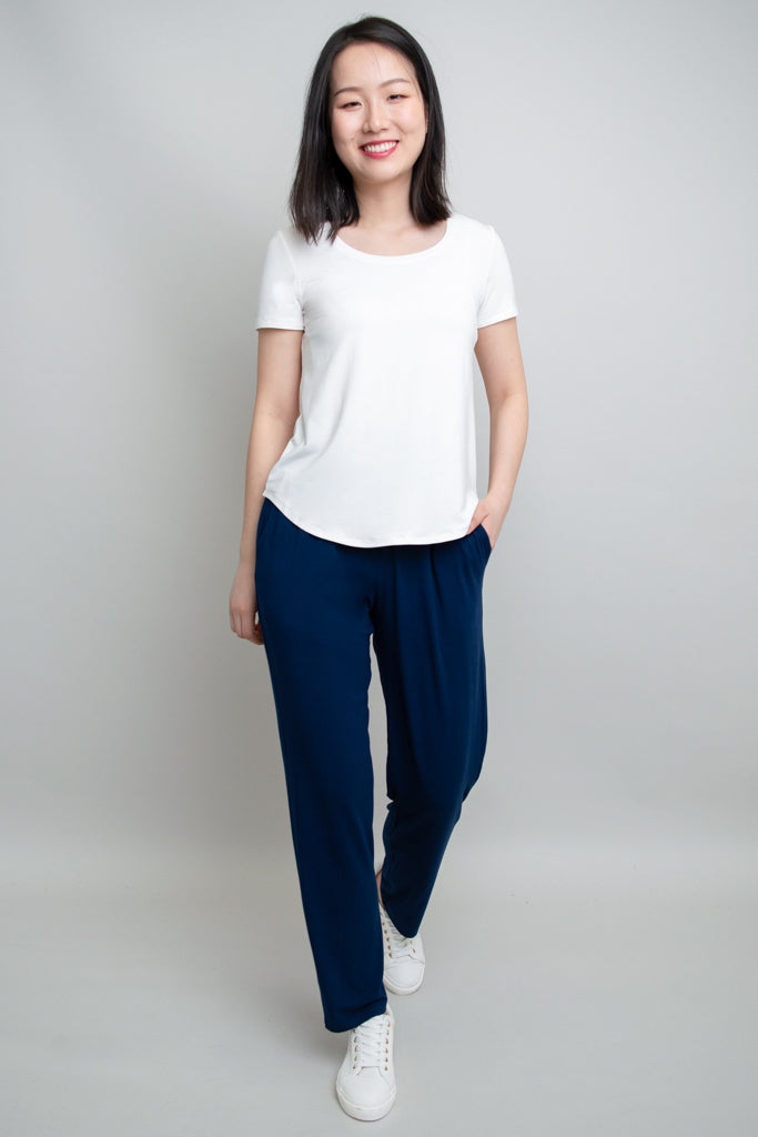 Clair Women's Bamboo Stretch Indigo Pants - Comfortable & Eco-Friendly for Yoga, Lounge & Travel
