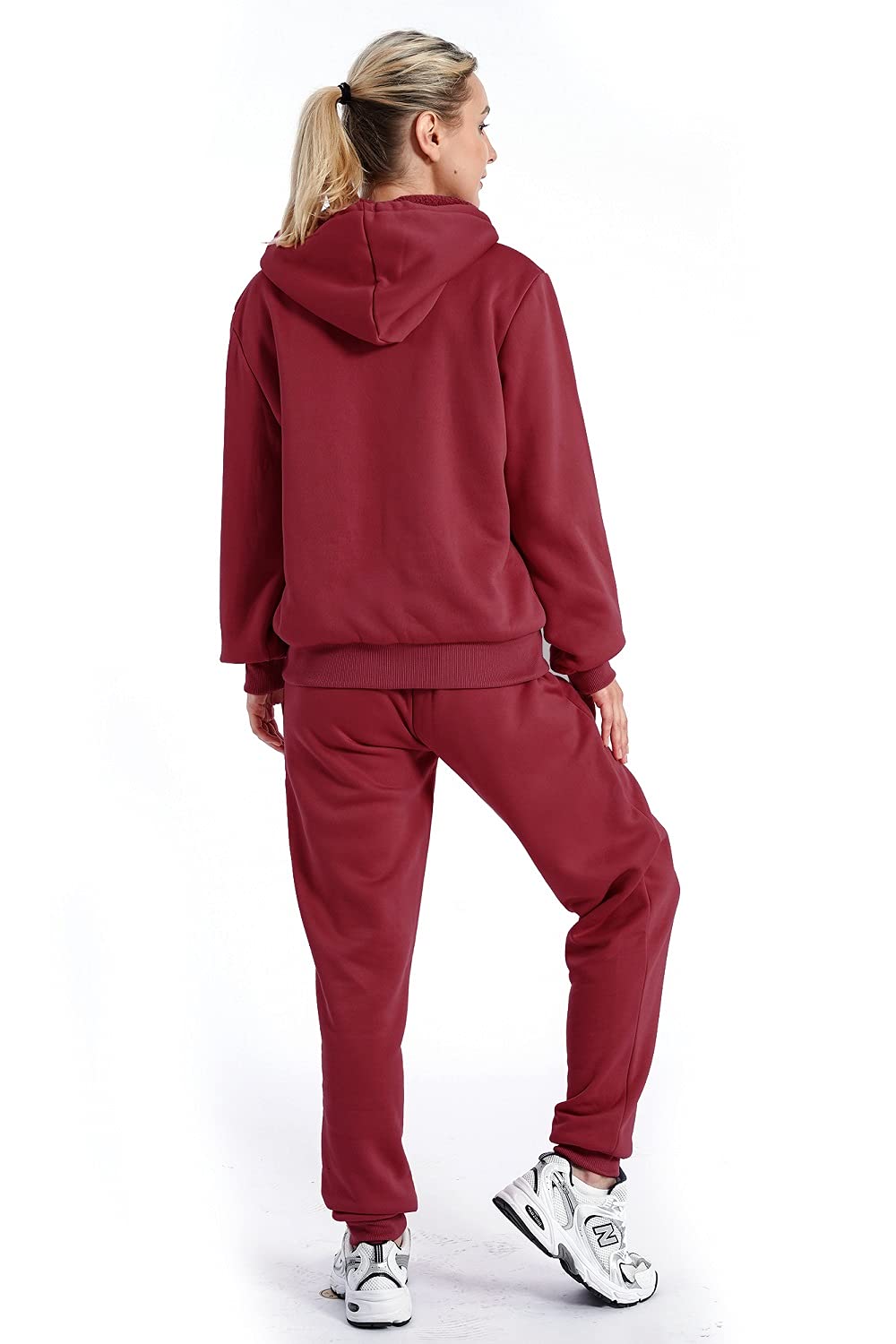 Facitisu Women's 2-Piece Fleece Lounge Set - Cozy Pullover Hoodie & Jogger Pants with Pockets | Soft Casual Tracksuit for Home, Workout & Running | Winter Comfort Outfit for Relaxing & Travel