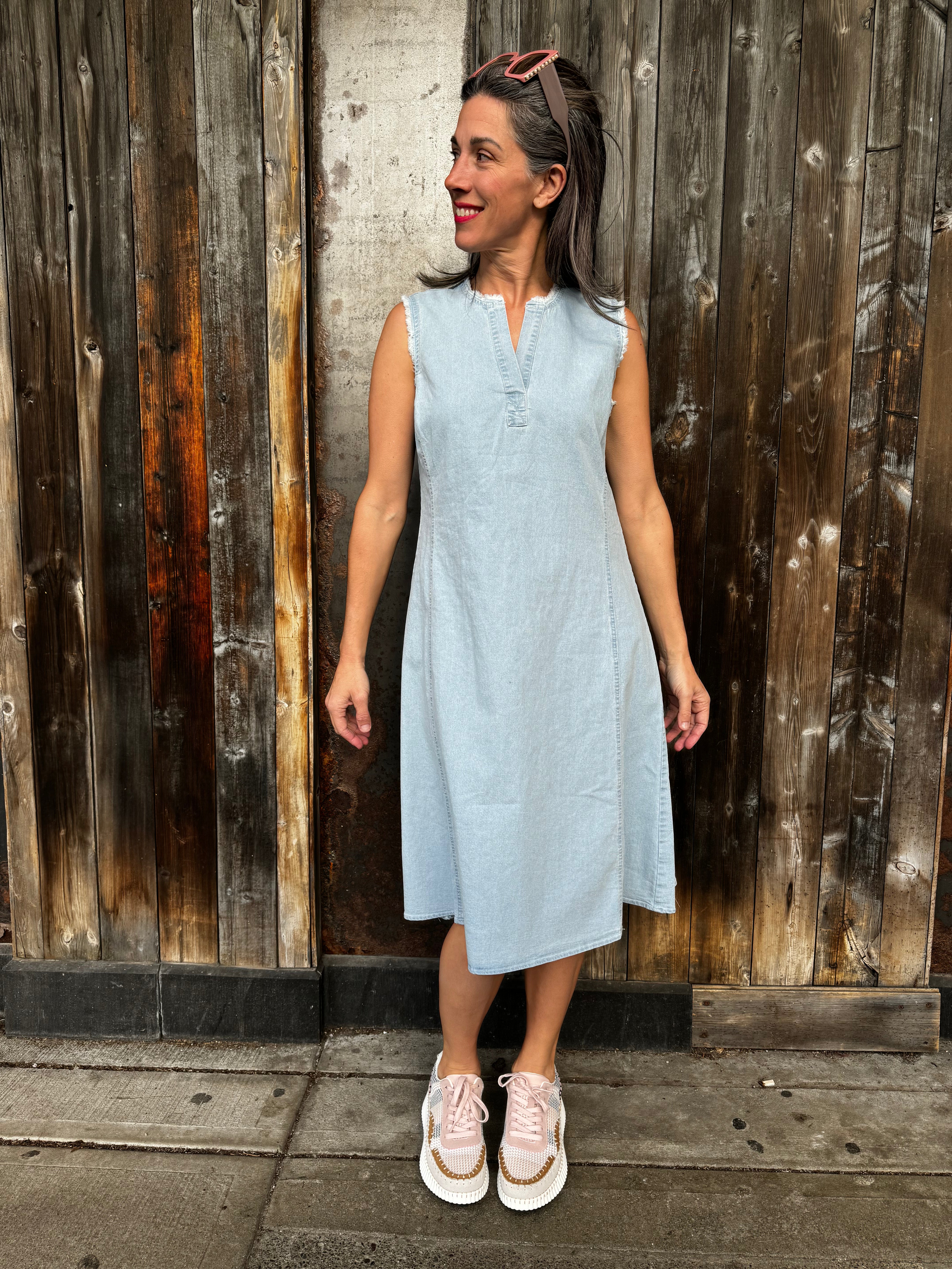 Light Blue Denim Dress for Women - Casual & Comfortable Summer Dress - Perfect for Beach, Outings, and Everyday Wear