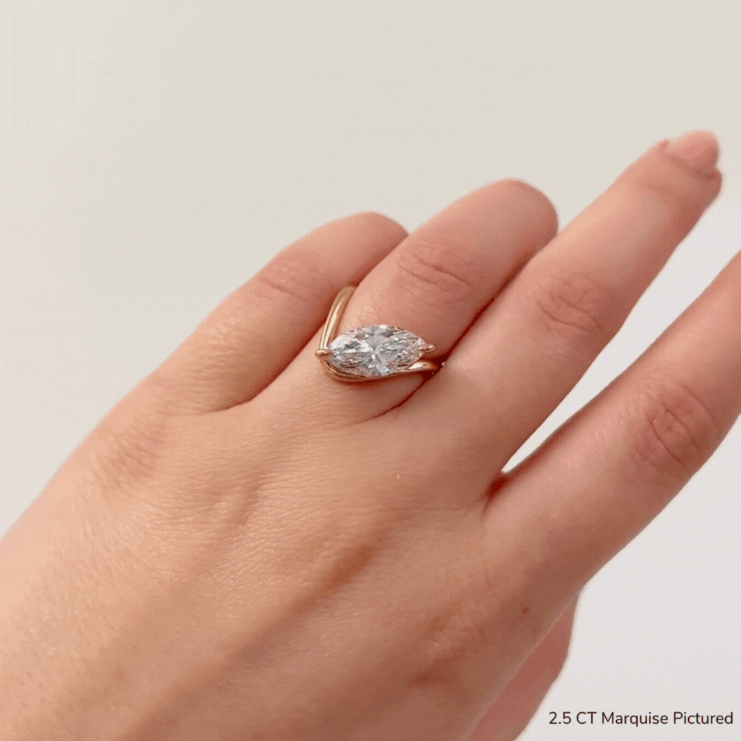 Zaha Curve Ring With Marquise Cut - Elegant & Unique Sterling Silver Ring for Women - Perfect for Weddings, Parties & Special Occasions