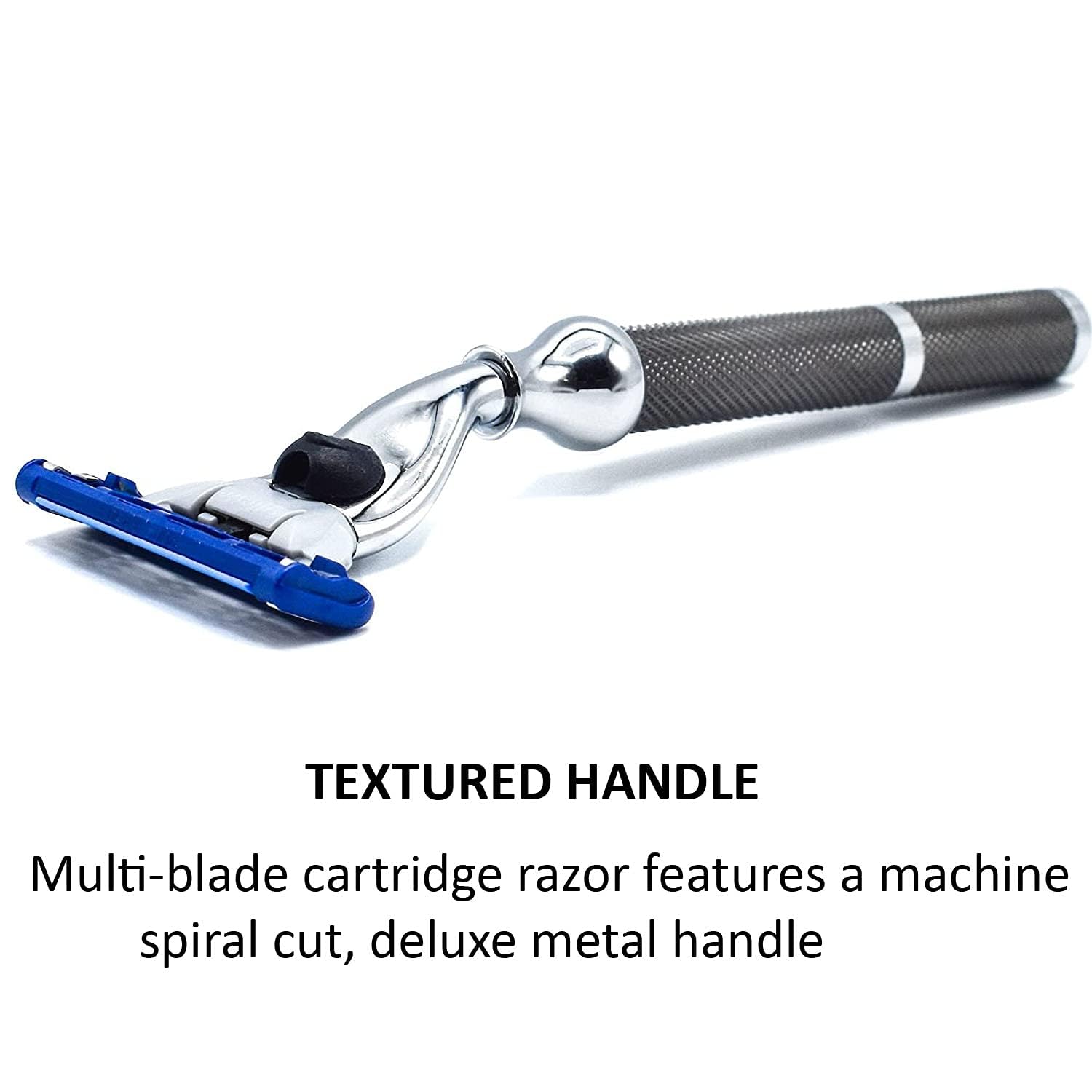 Parker 42M Heavyweight All-Metal Triple Blade Razor for Men - Premium Brass Frame & Textured Graphite Gray Handle - Includes Gillette Mach 3 Razor Blade - Perfect for Wet Shaving, Travel & Gift Giving