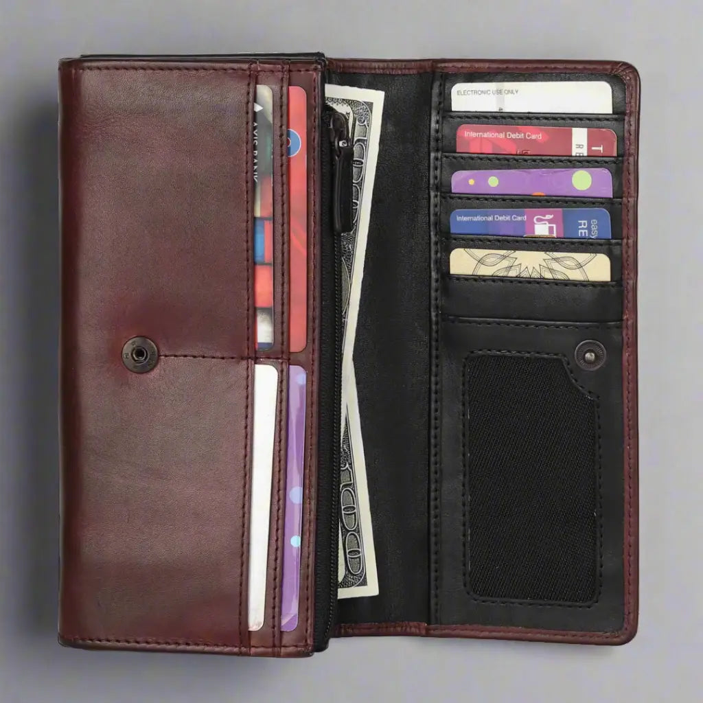 MET Women's Two Tone Leather Clutch Wallet - Stylish Crossbody Purse for Evening Parties & Date Nights