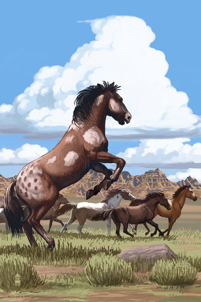 Lantern Press Wild Horses and Buttes Wall Art - 16x24 Wrapped Canvas Print for Home & Office Decor | Western Landscape Painting for Living Room, Bedroom, or Cowboy Themed Spaces
