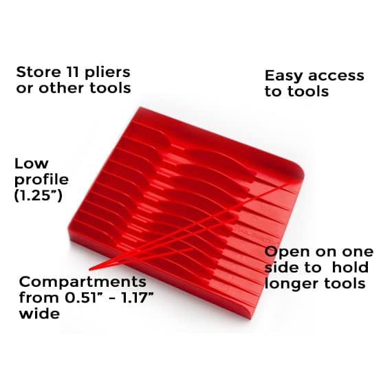 Best Pliers Organizer Tool Box - Heavy Duty Red Tool Storage for Mechanics & DIY - Perfect for Garage, Workshop & Home Use