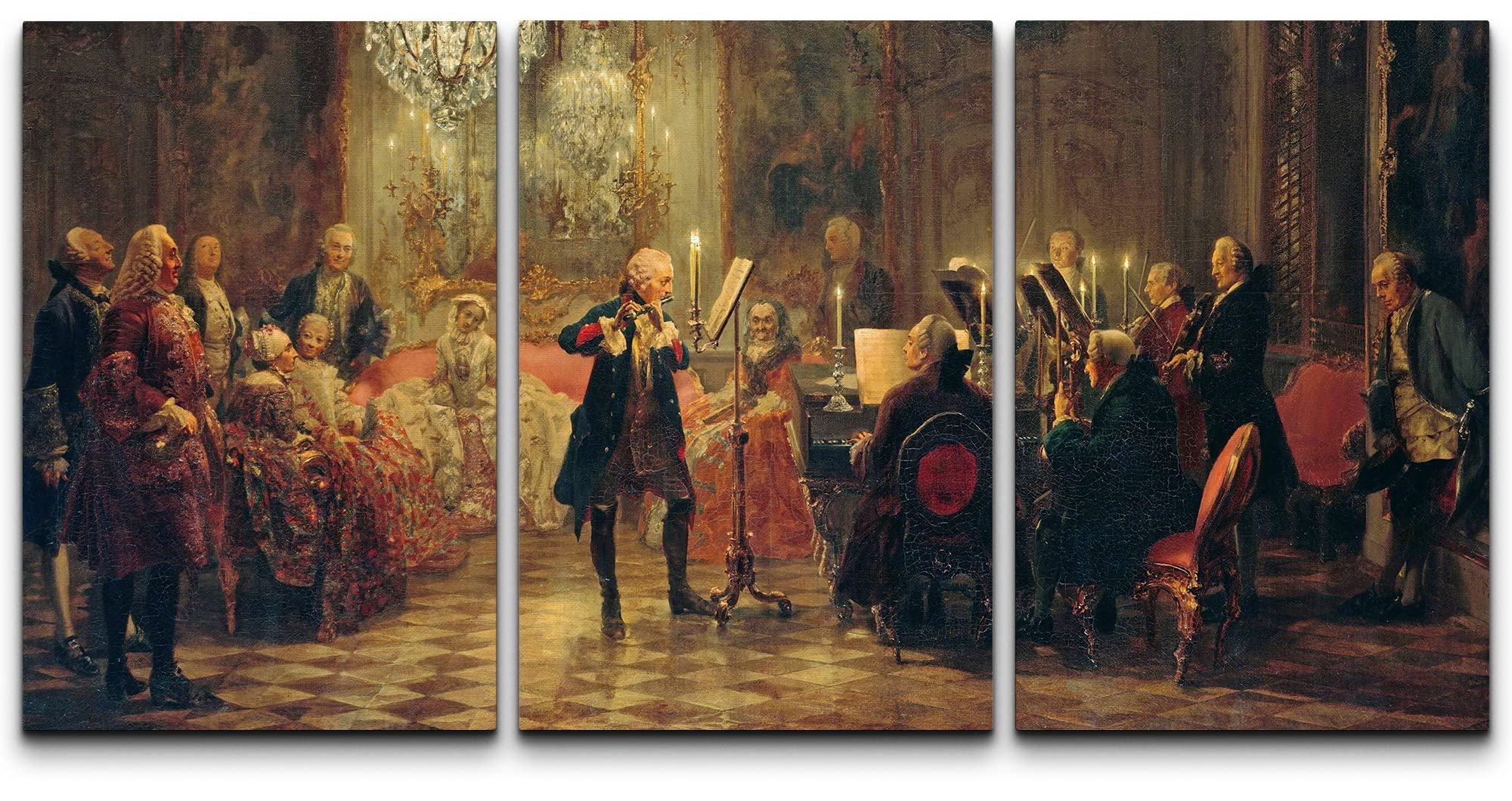 Adolph Menzel Frederick the Great Concert Oil Painting Reproduction - Premium Canvas Wall Art Set (24