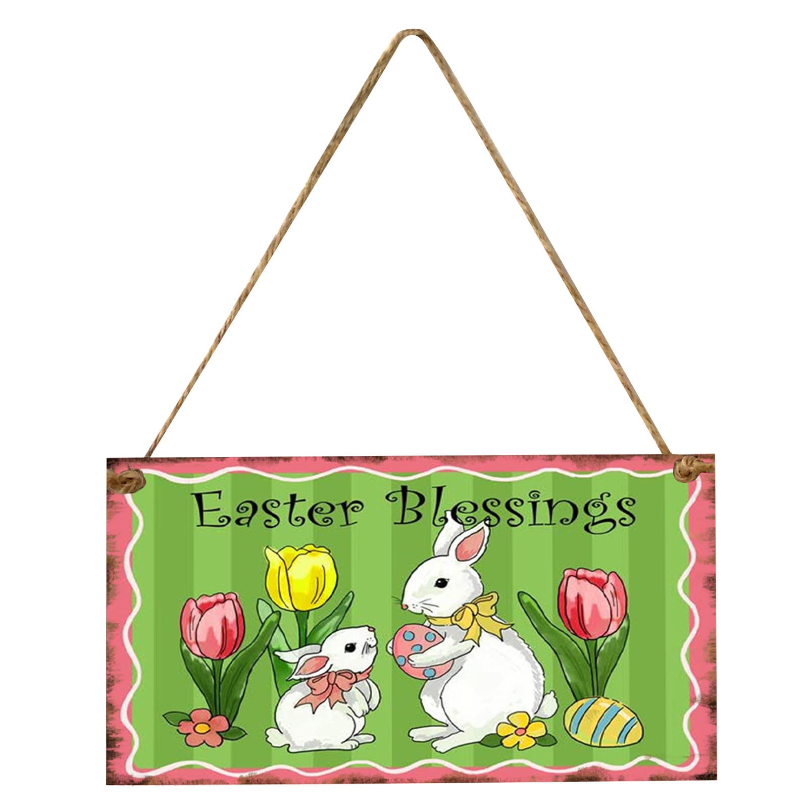 Easter Bunny Wooden Egg Pendant - Hanging Decor for Easter Gifts