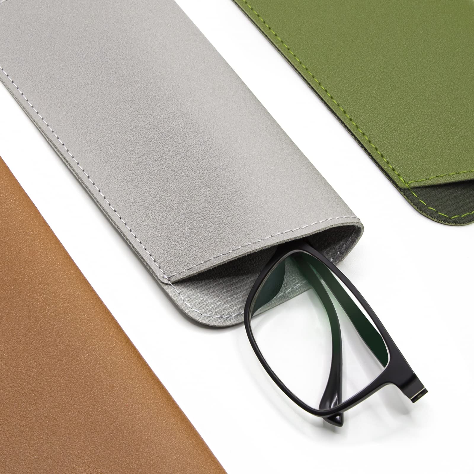 Premium Soft Leather Glasses Case for Women, Men & Kids - Travel-Friendly Eyeglass Pouch Holder for Reading, Driving & Daily Use