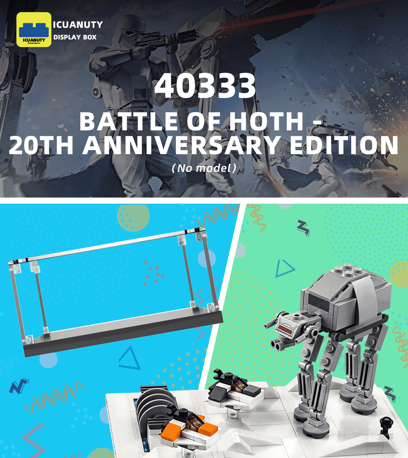 LEGO Battle of Hoth 20th Anniversary Edition 40333 Display Case - Premium Acrylic Protector for Collectible LEGO Sets - Perfect for Showcasing & Protecting Your Star Wars LEGO Collection
