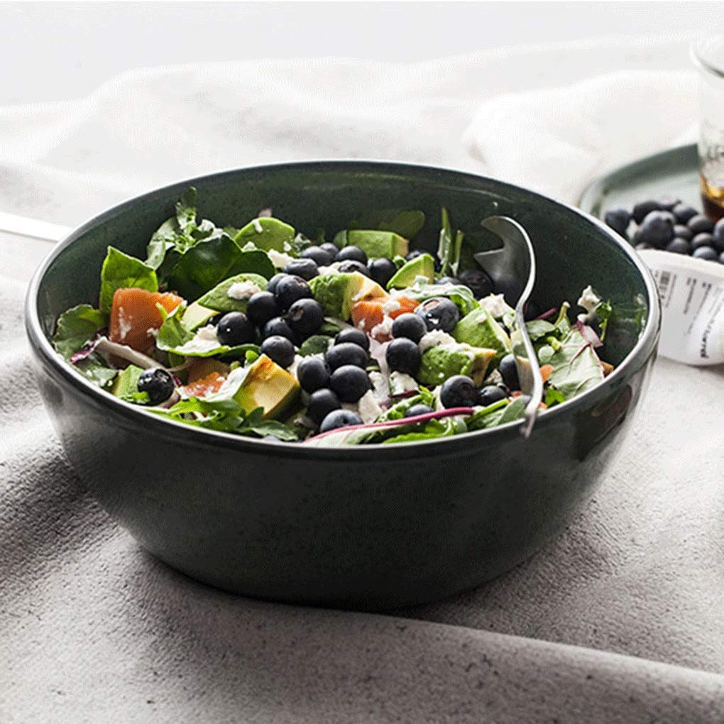 Creative Thick Ceramic Salad Bowl - Retro Style Large Fruit & Noodle Soup Bowl - Durable Household Tableware for Kitchen, Dining & Entertaining