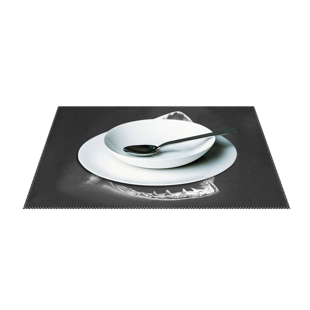 MOYYO Shark Heat-Resistant Non-Slip Placemat - Washable Polyester Table Mat for Dining & Kitchen Decor (1PC) - Perfect for Family Meals, Kids' Parties & Restaurant Use