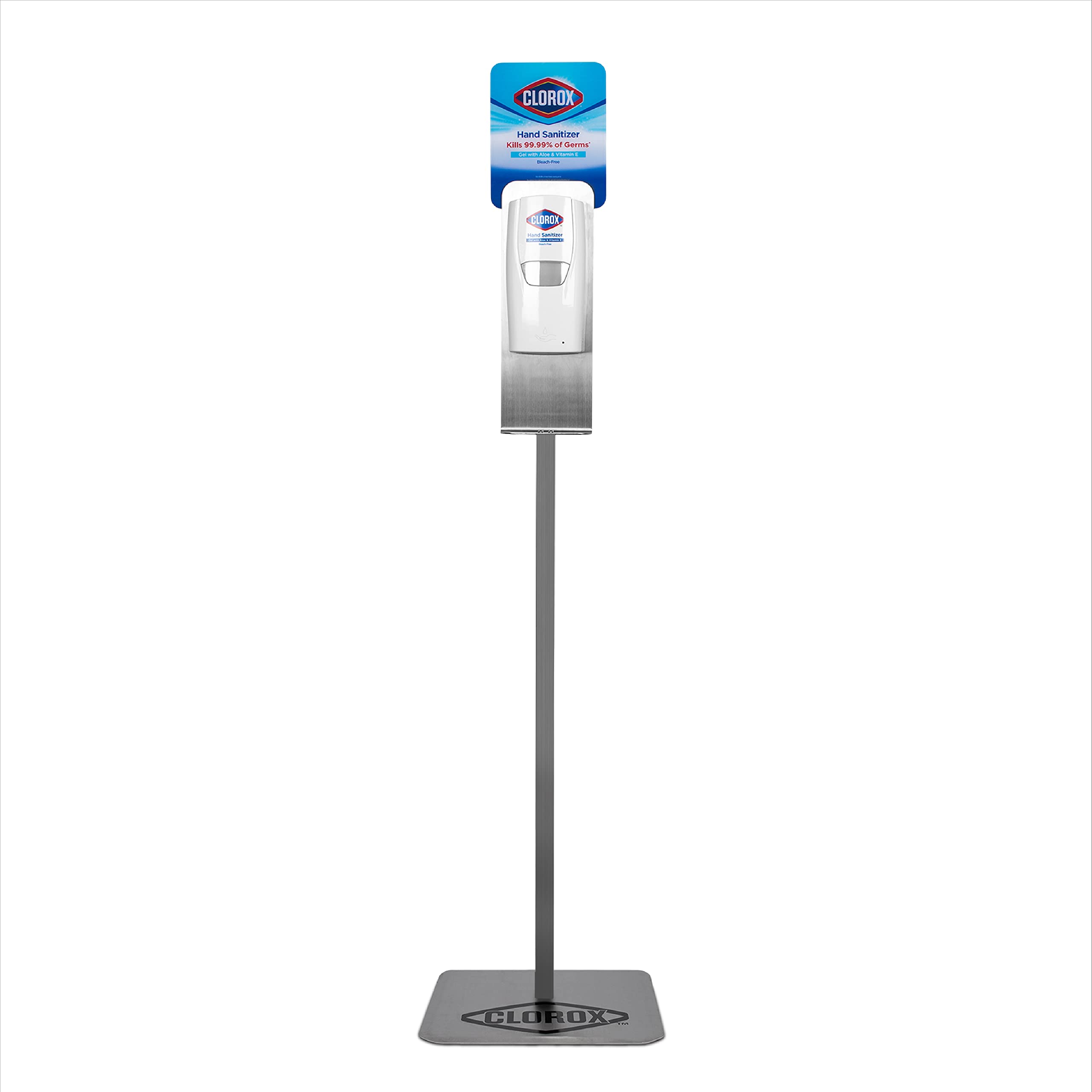 Clorox Pro Hand Sanitizer Gel Dispenser with Floor Stand - 1000mL Alcohol-Based Sanitizing Gel, Kills 99.999% Germs, Bleach-Free - Ideal for Offices, Schools, Hospitals & Commercial Spaces - Touchless Hygiene Solution for High-Traffic Areas