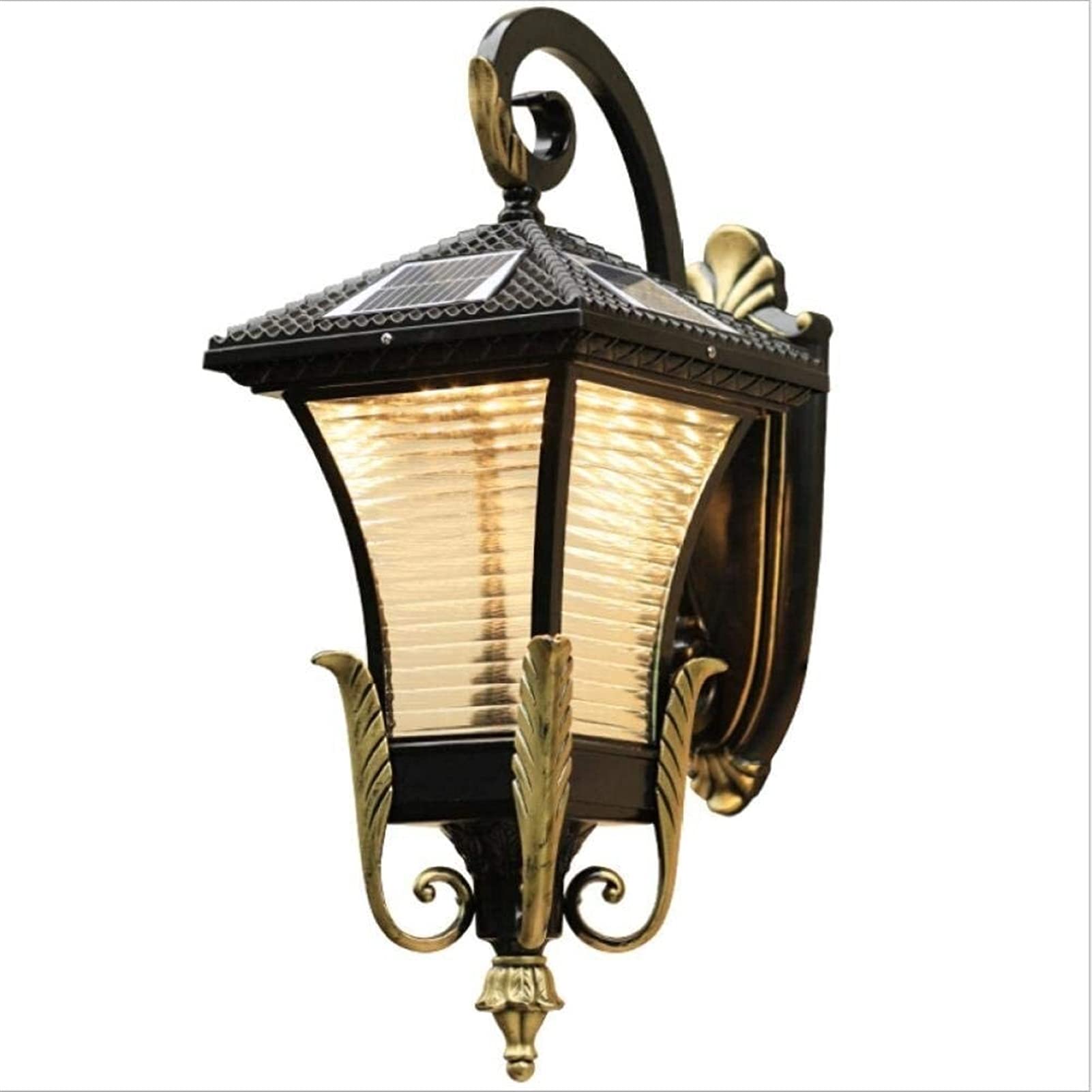 Waterproof Solar Outdoor Wall Light Fixture - American & European Style Glass Wall Lantern for Garden, Villa, Terrace, Courtyard - Durable Aluminum Construction for Countryside Homes & Traditional Decor