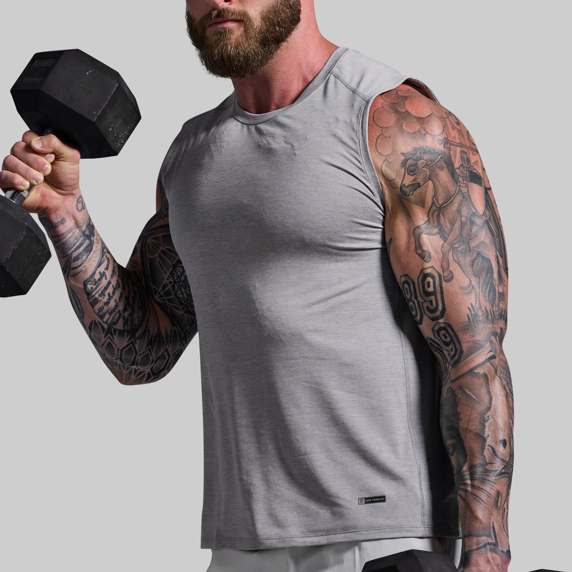 Men's Workout Muscle Tank Top - Light Heather Grey Gym Shirt for Weightlifting & Running - Comfortable Breathable Athletic Tee for Fitness & Training